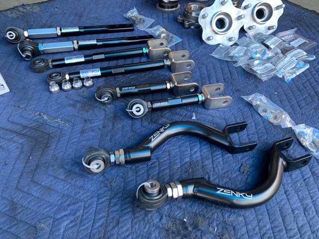 ◇NISSAN SILVIA [S14] 用品取付 ZENKYJAPAN フロントリアフルアーム取付・DIXCEL  ブレーキパッドローター交換・ホイールハブ5穴化流用・RAYS VOLK RACING TE37 SAGA  S-plus取付・パワステホース交換・燃料タンクパッキン交換・ミッションリアオイルシールスイッチ ...