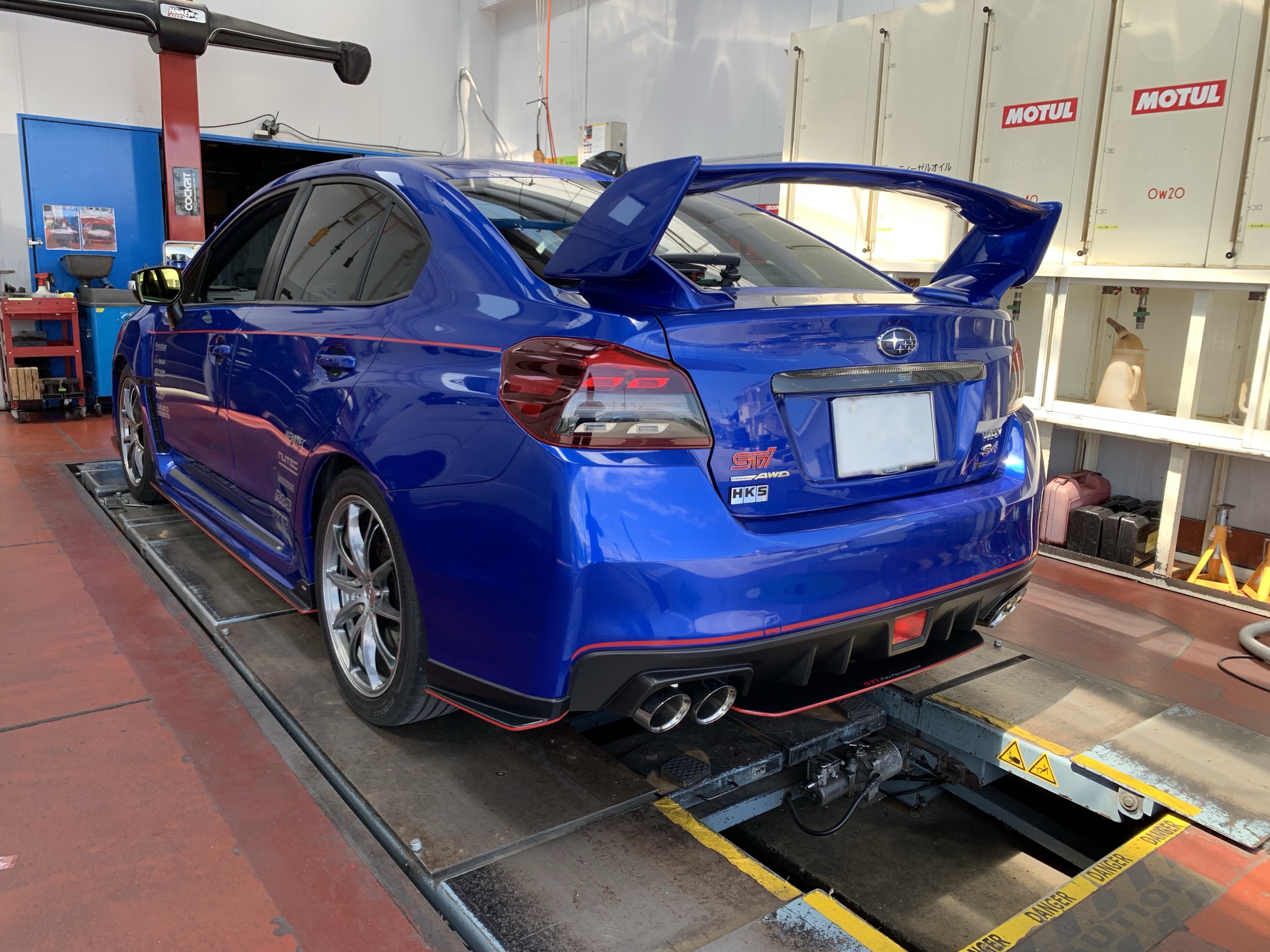WRX S4 STI フレキシブルドロースティフナーリヤ＆ガードバー取り付け