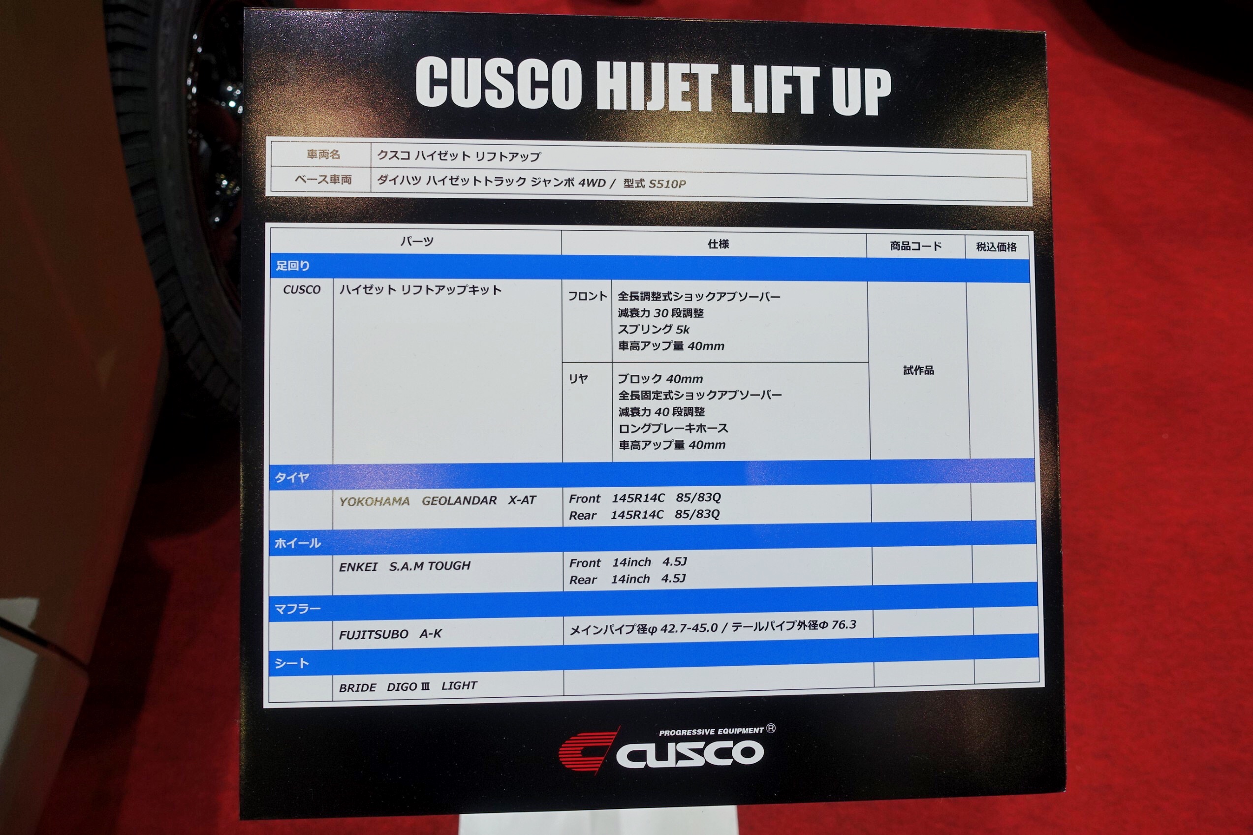 東京オートサロン2023 CUSCOクスコ編」 軽トラ軽バンのリフトアップ 