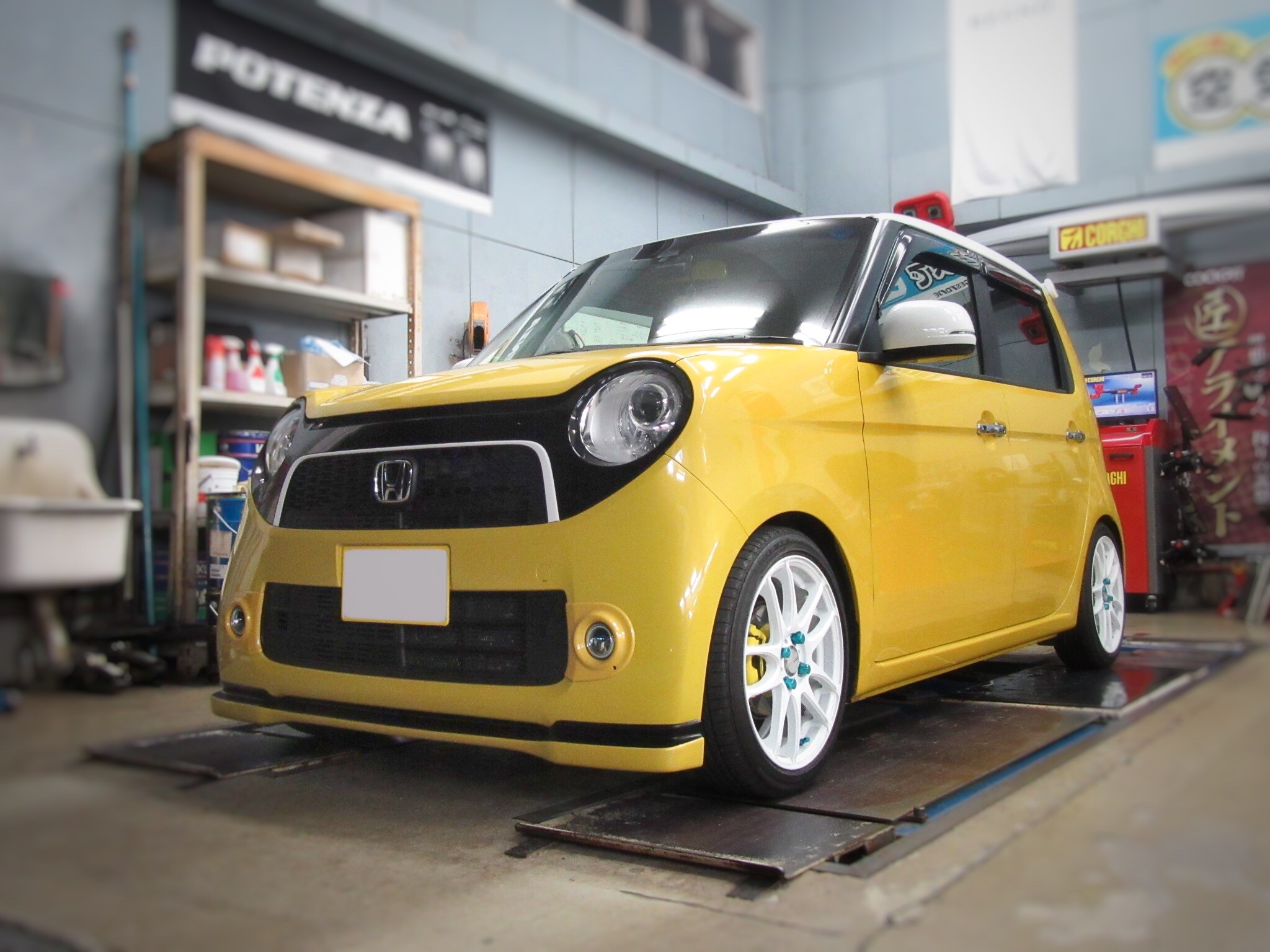 車高調でこんなに変わるの N Oneイエローバード が今回も羽ばたきました ホンダ N One 店長アサコのブログ コクピット 55 車のカスタマイズにかかわるスタッフより