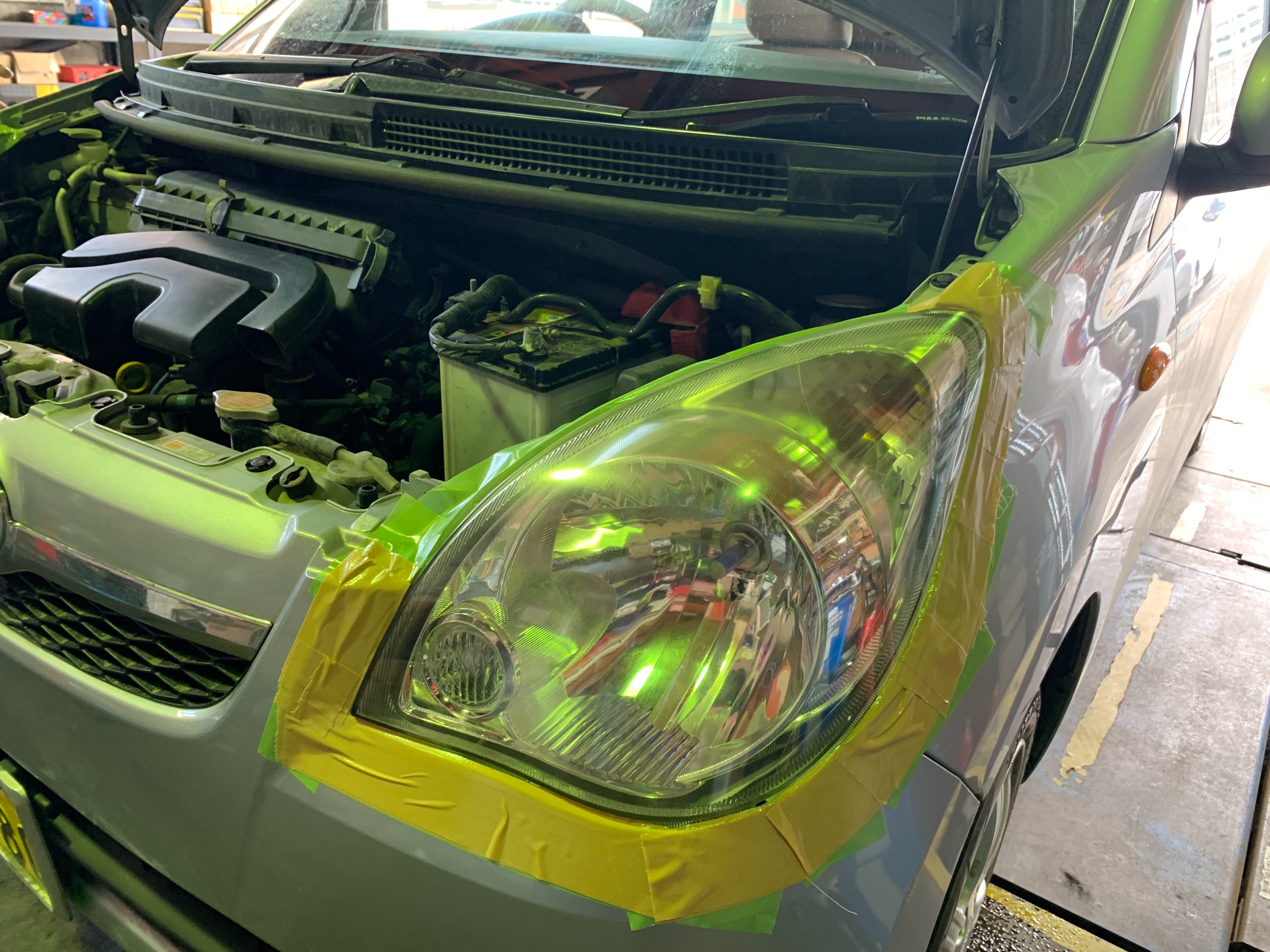 ヘッドライトスチーマーってご存知ですかぁ ダイハツ ミラ Hid Led その他電装系 Hid Led その他電装系 その他各種チューニングパーツ取付 Pit作業レポート Cockpit Age3 コクピットエイジ 車のカスタマイズにかかわるスタッフより