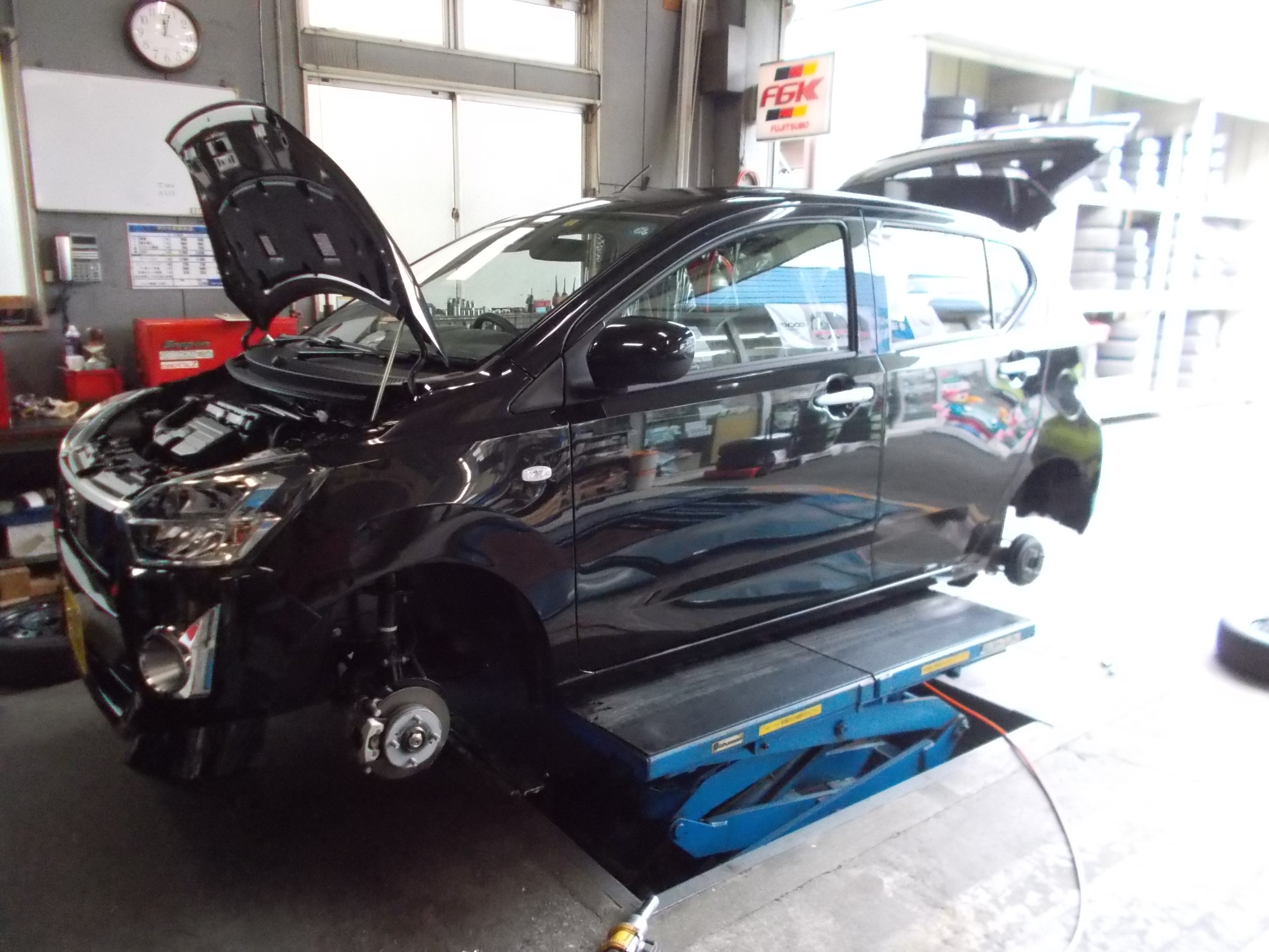 ミラ イース テイン製車高調「FLEX-Z」装着＆アライメント作業