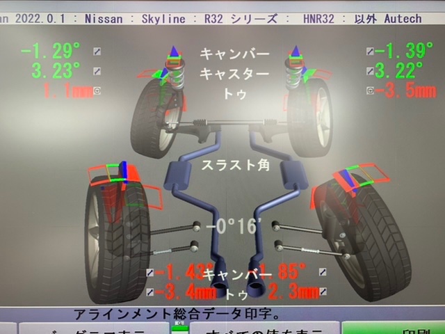 ◇NISSAN SKYLINE GTS-4 [HNR32] 4輪アライメント測定&調整◇#日産